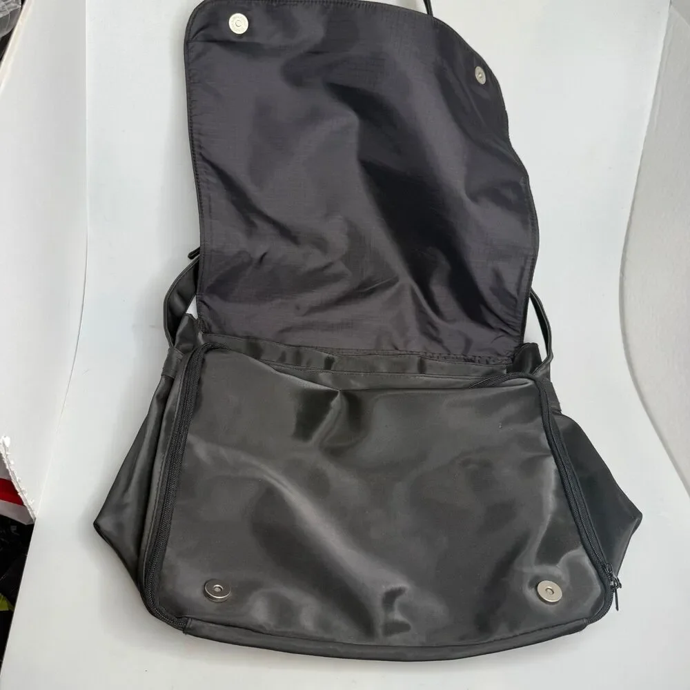 Kenneth Cole Reaction Black Messenger Laptop Bag 14.6” Satin PVC Organizer